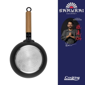 Tigaie Wok 20 cm cu Capac Sticla | Samurai Gourmet