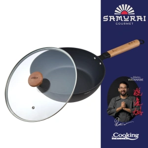 Tigaie Wok 24 cm cu Capac Sticla | Samurai Gourmet