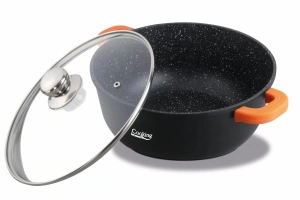 Cratita Heinner Dark Line din Aluminiu Turnat cu Capac, 20 cm, 2.3 L, Inductie