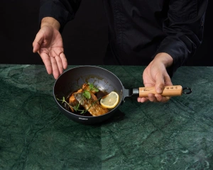 Tigaie Wok 20 cm cu Capac Sticla | Samurai Gourmet