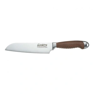 Cutit Santoku 18 cm Maestro Cooking by Heinner – Lama din Inox si Maner din Lemn de Nuc