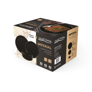 Serviciu Masa 18 Piese Ceramica Imperial Heinner, Negru Auriu