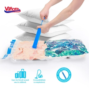 Set 3 Piese Vidare cu Pompa Vanora Home | 2 Saci Vacuum
