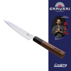 Cutit Universal 13 cm Rikito Watanabe Samurai Gourmet, Lama Inox, Maner Lemn Abanos cu Nuc, Cooking by Heinner