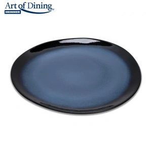 Farfurie Ovala din Ceramica 21 cm Serenity Art of Dining by Heinner – Albastru si Negru