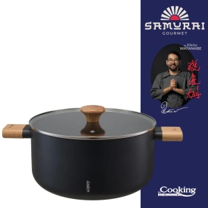 Semioala Aluminiu 28 cm, 7.8 L, Rikito Watanabe cu Capac din Sticla, Antiaderenta Ceramica, Inductie
