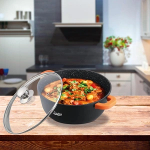 Cratita Heinner Dark Line 20 cm, 2.3 L, Aluminiu cu Capac