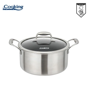 Semioala cu capac Heinner Titanium3, 20 cm, 2.8 L, inox, inductie