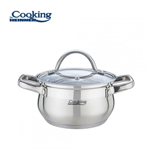 Semioala din Inox 2.6L cu Capac, 18 cm, Amira Cooking by Heinner – Baza 5 Straturi, Inductie