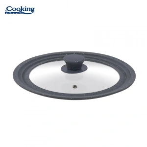 Capac Universal din Sticla 28/30/32 cm cu Margine din Silicon Ajustabila, Gri – Cooking by Heinner