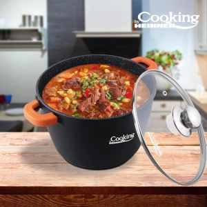 Oala Aluminiu Turnat cu Capac Cooking by Heinner Dark Line 10 L