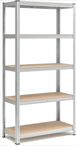 Raft metalic Heinner cu 5 polite, 90 x 40 x 180 cm, otel galvanizat, polite reglabile