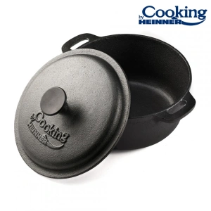 Semioala din Fonta Pura cu Capac Cooking by Heinner, 3,8 L, 24 x 10,8 cm