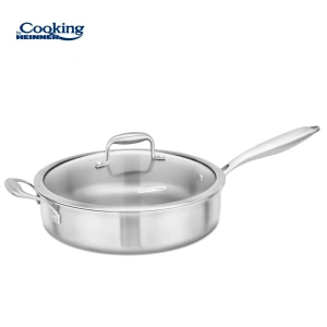 Tigaie Adanca din Inox 28 cm cu Capac din Sticla Heinner Atomic3