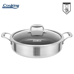 Cratita cu capac Cooking by Heinner Titanium3, 30 cm, 4.8 L, inox, invelis ceramic antiaderent