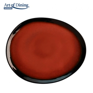 Farfurie Ovala din Ceramica 28 cm Vulcano, Art of Dining by Heinner, Rosu Glazurat