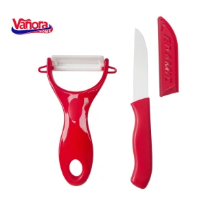 Set cutit 7 cm si curatator legume cu lama ceramica 13 x 7,6 cm Vanora Home - Mix 3 culori