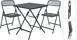 Set mobilier pliabil 3 piese ProGarden, masa si 2 scaune, antracit