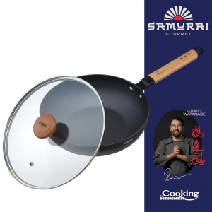 Tigaie Wok 26 cm cu Capac Sticla | Samurai Gourmet