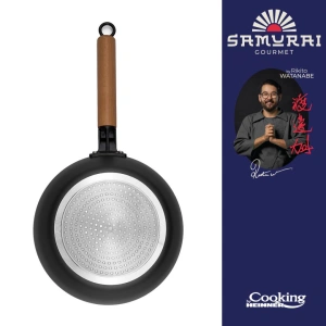 Tigaie Wok 24 cm cu Capac Sticla | Samurai Gourmet