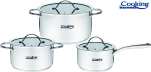 Set Gatit 6 Piese din Inox Anna Cooking by Heinner, Oale cu Capace din Sticla, Inductie