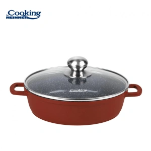Cratita din Aluminiu cu Capac Heinner Calabria 24 cm, 2.6 L, Invelis Ceramic, Compatibila Inductie