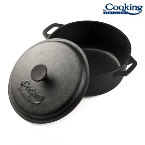 Semioala din Fonta Pura cu Capac Cooking by Heinner, 5 L, 26,4 x 11 cm