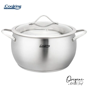 Semioala Inox cu Capac Heinner Nicolai Tand, 24 cm, 6 L, Baza 5 Straturi, Inductie