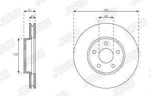 JURID 563663JC Prednji Kočioni Diskovi 282mm (Ventilirani, Coated)