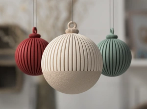 Glob de Crăciun 3D Armonia – Ornament Modern cu Design Striat, Aspect Premium și Eleganță Minimalistă pentru Brad