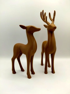 Set 2 figurine decorative 3D – Ren și Căprioară pentru Aranjamente și Decor de Crăciun