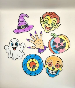 Set 6 Forme Halloween de Colorat – Activitate Creativă pentru Copii
