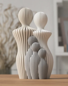 Figurină Decorativă „Amara” 3D – Ornament Familie cu 1, 2 sau 3 Copii, Design Modern - Img 3
