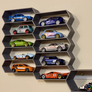 Organizator Raft Hexagonal pentru Mașinuțe Hot Wheels – 10 Poziții