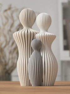 Figurină Decorativă „Amara” 3D – Ornament Familie cu 1, 2 sau 3 Copii, Design Modern