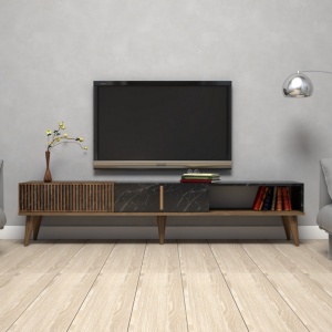 Έπιπλο TV Milan-Walnut, Μαύρο
