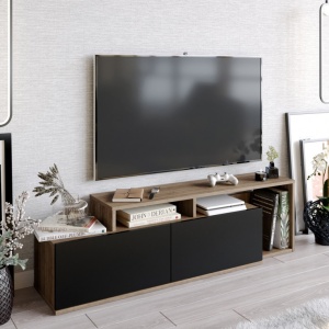 Έπιπλο TV Nexera-Walnut, Μαύρο