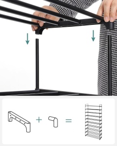 Αρθρωτή παπουτσοθήκη Μαύρο Songmics 92x30x194 cm - Img 5