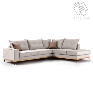 Αριστερός Γωνιακός Καναπές Luxury II Κρεμ - Mocha - Μαύρο 290x235x90 cm
