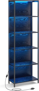 Βιβλιοθήκη με φωτισμό LED Vasagle, Μαύρο, 60x30.3x178 cm