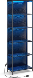Βιβλιοθήκη με φωτισμό LED Vasagle, Μαύρο, 60x30.3x178 cm