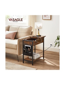 Βοηθητικό τραπεζάκι Vasagle, Rustic Καφέ, με πρίζα, LET311B01, 60x31x60 cm - Img 2