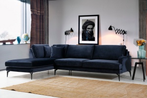 Γωνιακός Καναπές Papira Navy Blue