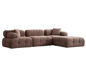 Δεξιός Modular Γωνιακός Καναπές Doblo Cappuccino 315x210x80 cm - Img 3