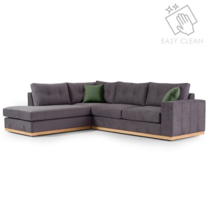 Δεξιός Γωνιακός Καναπές Boston Σκούρο Γκρι - Natural 280x225x95 cm