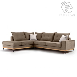 Δεξιός Γωνιακός Καναπές Luxury II Mocha - Κρεμ - Μαύρο 290x235x90 cm