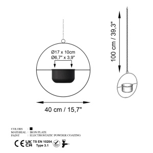 Διακοσμητική Γλάστρα Payanda Μαύρο 40x40x17 cm - Img 7