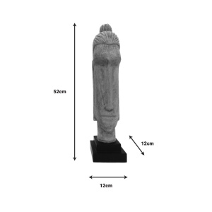 Διακοσμητικό άγαλμα Buddha Dran bust ξύλο μάνγκο φυσικό 12x12x52 cm - Img 2
