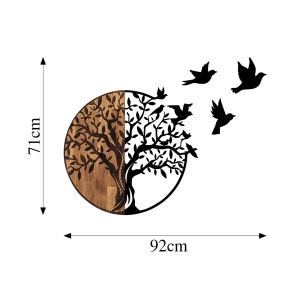 Διακοσμητικό Τοίχου από Ξύλο και Μέταλλο Tree And Birds, Μαύρο, 92x3x71 cm - Img 7