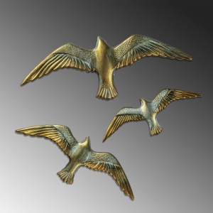 Διακοσμητικό Τοίχου Flying Seagulls, Χρυσό, 30x11x2 cm - Img 5